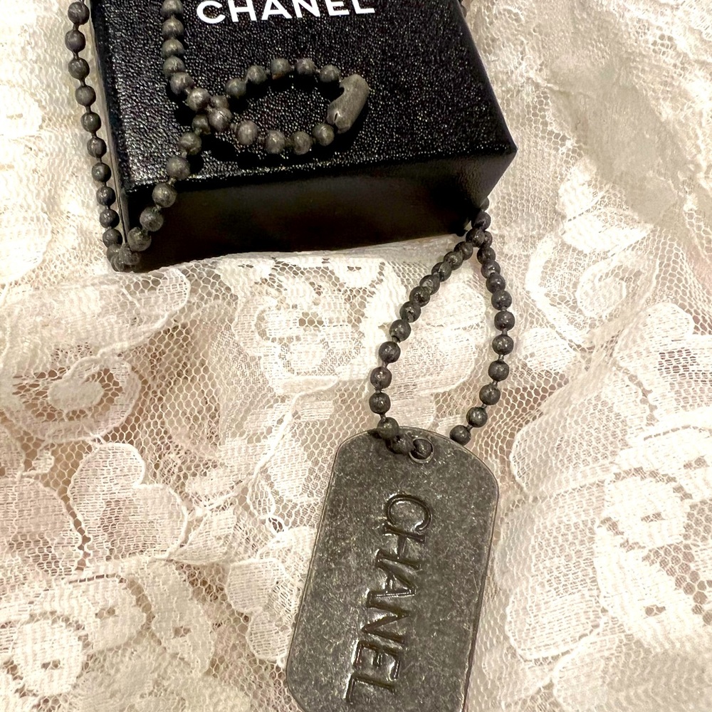 Authentic Chanel dog tag necklace